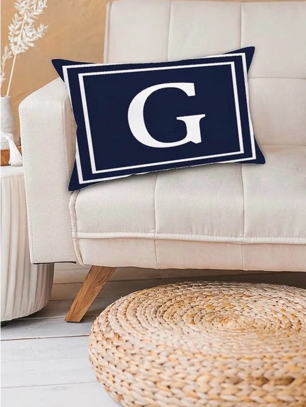 Monogram 'G' Navy Accent Pillow Cover set of 6
